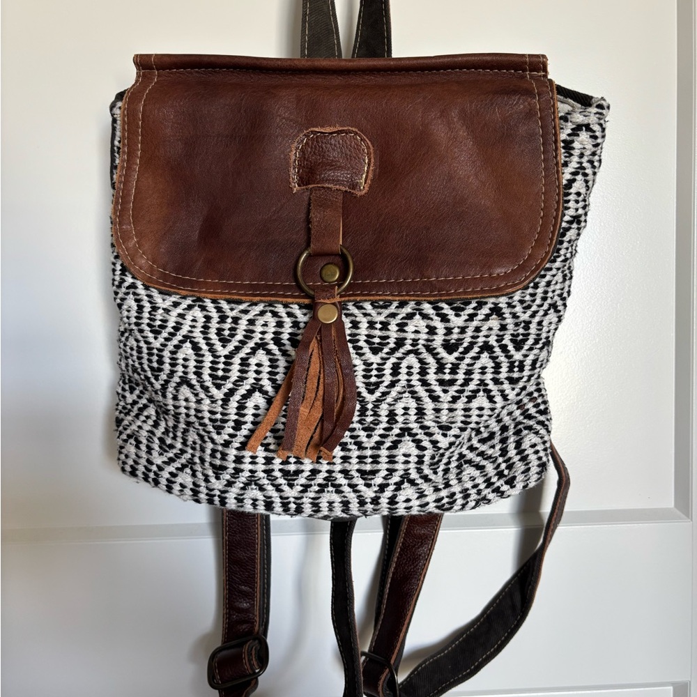 Myra Bag Brown and Black Backpack